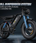 Beast Of A Fat Tire Electric Dirt Bike For Adults With 16 Inch Wheels 500W Brushless Motor 20 MPH Top Speed 70 Mile Range Removable 48V 13 5Ah Battery Full Suspension 7 Speed Gears Off Road Ebike For Trails And Commutes, full suspension
