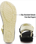 Women's Back Strap Water Sandals With Yoga Mat Cushion Sole For All Day Comfort And Pain Relief, Anti Slip Waterproof Sandals, sole and heel view, Beige 5931 EU37
