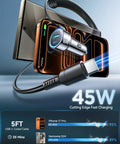 90W USB C Car Charger With 5-Foot 45W Coiled Cable Fast PD QC3.0 Multi-Device Car Charger for iPhone and Samsung
