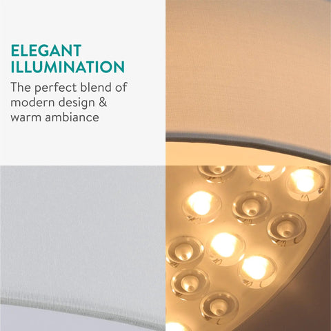 Flush Mount Ceiling Light With Fabric Drum Shade, 15.75 Inch Diameter, 22W LED, Warm White 3000K, Cozy Vibe