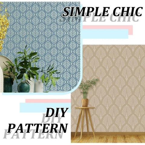 Geometric Herringbone Wall Stencil Set Eight Pieces 12x12 Inch Reusable Pattern Film For Modern Wall Decor DIY Painting And Craft Projects Chic Style Dope Vibe Home Decor