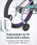 Training Wheels For Kids Bike Set With Heavy Duty Steel Brackets Mounting Hardware shown on bike with 12-20 inch wheel