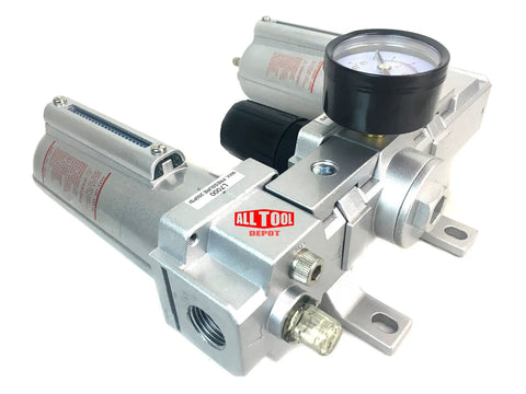Heavy Duty Three Quarter Inch FRL Air Control Unit with Manual Drain, 0.05 Micron Filter, Regulator, Lubricator