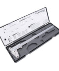 DVLR-1205 Vernier Caliper 0 To 12 Inch 300 mm Stainless Steel With Inch Fraction And Metric Readings in open storage case