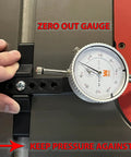 Professional Table Saw Alignment Gauge Pins Blade And Fence Square And True For Miter Slot Calibration Knockout Precision Shop Tool in use with zero out gauge.