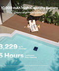 Image of a backyard pool with Sora 70 Pool Vacuum Robot Delivers 360 Degree Cleaning From Surface To Floor With Smart Surface Parking.