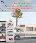 Heating Element 3850644422 325W 120V Replacement For Dometic Refrigerator shown with an RV and palm tree background.