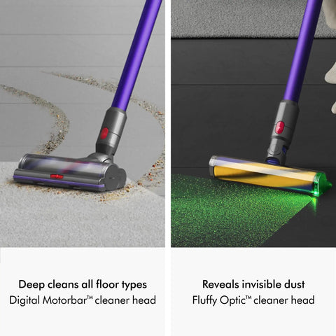 Gen5Detect Cordless Vacuum With 280AW Suction, Three Power Modes, Up To 70 Minutes Runtime, Illumination Reveals Dust For Beast Mode Cleaning, HEPA Filtration, All Floor Types cleaning carpet and tile with Motorbar and Fluffy Optic heads