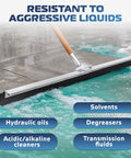 36 Inch Neoprene Blade Garage Floor Squeegee With Tapered Pole Connection cleaning concrete floor with aggressive liquids.