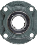 Front view of UCFC Series Light Duty Piloted Flange Ball Bearing Unit With Four Bolt Holes Setscrew Lock Regreasable Cast Iron Housing