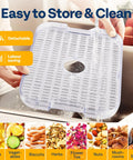 Detachable tray for Electric Food Dehydrator With Five Spacious Trays And 400 Watts Of Steady Heat, easy to clean and store.