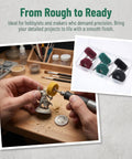 Pro Grade Dope Buffing Wheels Kit 100 Pc for rotary tools used on model figurine for surface prep and polishing.