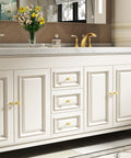 Solid As Nails 5 Pack Square Cabinet Knobs Brushed Brass Finish Zinc Alloy Drawer Handles For Quick Furniture Flips And Room Refreshes, white cabinet with brass knobs.