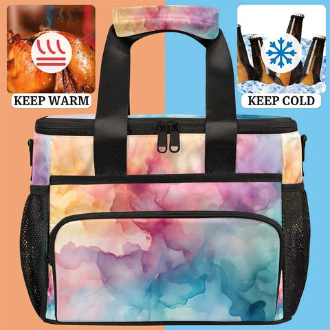 Gradient Color Insulated Picnic Backpack With Lunch Box For Women And Men Portable