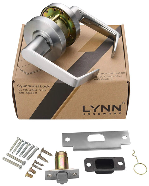 Heavy Duty Cylindrical Lever Door Lock Built Tough With Passage Function Satin Chrome 26D Finish Non Handed Grade 2 Industrial