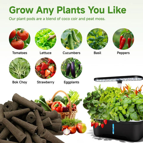60 Pack Hydroponic Grow Sponges Replacement Pods For AeroGarden And Indoor Systems arranged with vegetables and greens