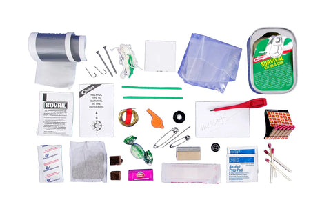 Grab-And-Go Survival Kit In A Can 38 Essential Camping And Hiking Tools For Emergencies, Compact Pocket Size With Compass
