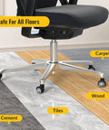 Office chair on carpet, wood, tile, cement with Universal Fit 2 Inch Rubber Office Chair Wheels Replacement Set Of 5