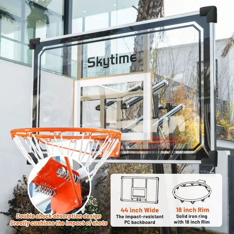 Portable Outdoor Basketball Hoop With 44 Inch Shatterproof PC Backboard Game Day Ready Height Adjustable system in use