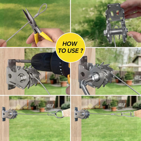 Installation steps for Shade Sail Hardware Kit All In One Ratchet Winch And Cable Rope Tightener For Rectangle Square And Triangle Shade Sail Installations Includes Pad Eyes Snap Hooks Wires Anchors And Complete Hanging Kit No Fuss Easy Install