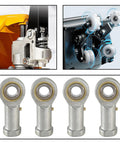 Female Rod End Bearing One Half Inch Bore And One Half By Twenty Right Hand Thread Self Lubricating Beefy Rod End Bearings Two Pack For Smooth Flexible Motion In Mechanical Linkages, shown in metal linkage use