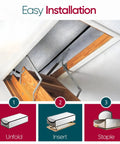 Installation process of Attic Door Insulation Cover For Pull Down Stairs 25 By 54 By 11 Inches Extra Thick Fireproof Attic Tent Insulator