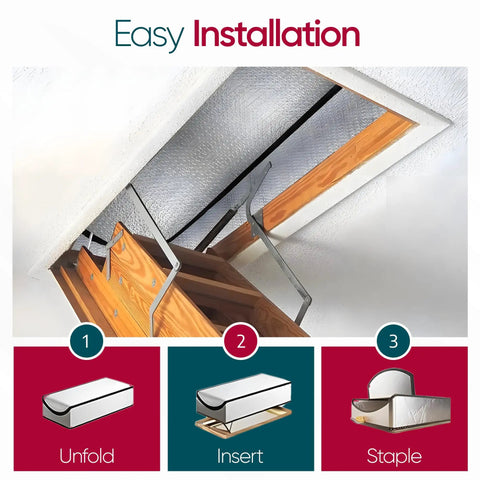 Installation process of Attic Door Insulation Cover For Pull Down Stairs 25 By 54 By 11 Inches Extra Thick Fireproof Attic Tent Insulator