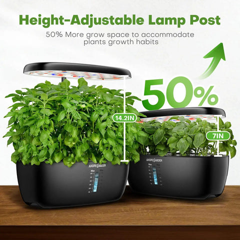 Indoor Hydroponics Garden System With 12 Pods, LED Grow Light, Dope Countertop Grow Kit For Home Veggies, Lettuce, Herbs And Flowers, Water Visual Window For Easy Grow And Harvest