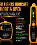 Auto Wire Tracer Open And Short Finder For DC 6 To 42V Vehicles And Home Wiring, yellow handheld tester with LED short/open indicators