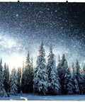 Next Level MicroLED Studio Display Featuring Megapixel Helios Controller With Real Time Mapping And Top Tier Color Precision Plus Smooth Multi User Control And Killer Seam Correction For Straight Up Dope Visual Setups Rocking Any Creative Space in a snowy forest under starry sky.