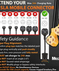 NEMA 14-30P To 2X 14-30R Dryer Splitter Y Adapter Cord For Modern Four Prong Outlets With Level 2 EV Charger Hookup displayed with safety guidance.