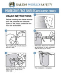 Instruction manual for Ten Pack Ultra Clear Safety Face Shields Built In Glasses Frames for full face protection installation steps