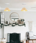 Kiven Instant Light Conversion Kit for 4/5/6inch Hole, 2-Light Glass Farmhouse Lighting in cozy living room setting.