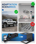Keep Your Ride Tight With This Heavy Duty 2.5 Inch Truck Bed Hitch Holder And Trailer Storage Bracket on pickup truck and wall.