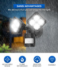 Outdoor Motion Sensor LED Flood Lights 2 Head Security Floodlight 3400 Lumen 30W Equivalent To 250W Incandescent Daylight 5000K Waterproof Yard Driveway Backyard Auto On Off illuminated in rain showcase durability and weather resistance.
