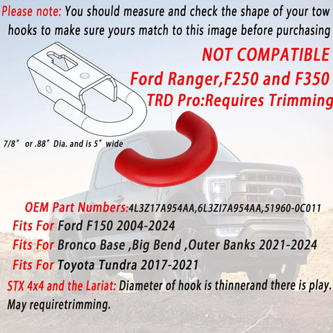Ford Front Tow Hooks Cover For F150 2004-2024 And Bronco 2021-2025 product specifications and compatibility details