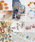 Big Size A4 Heat Shrink Paper Keychain Kit For Christmas Crafts displayed in various keychain and jewelry designs.