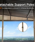 12x16 Ft Lean To Gazebo With Hardtop Roof For Patio And Backyard, Wall Mounted Outdoor Shelter with detachable support poles