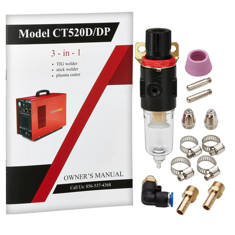 Manual and parts for 3-In-1 50 Amp Plasma Cutter, 200 Amp TIG Welder and 200 Amp Stick Welder, Workhorse Welding Combo