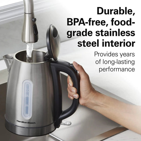 Fast Boil Electric Tea Kettle 1.7 Liter Cordless Water Boiler With 1500 Watts Auto Shutoff And Boil Dry Protection Stainless Steel