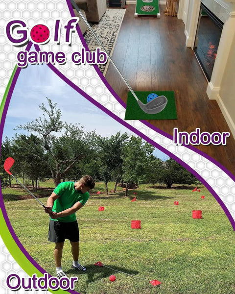 Oversized Plastic Head Golf Set For Backyard Play With 2 Steel Shaft Chipping Clubs 36 Inch Length Durable Foam Ball Hitters For Adults