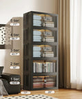 Collapsible Stackable Storage Bins 580 Qt With Door And Lid For Blanket And Pillow Organization in Bedroom