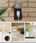 Heavy Hitter Outdoor GfcI Outlet 20 Amp Self Testing Ground Fault Receptacle on wall with tamper resistant cover and glowing pilot light
