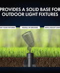 Heavy Duty 17 Inch Outdoor Landscape Lighting Mounting Post With ABS Ground Stake And Stabilizing Wings One Half Inch NPT Cap