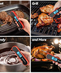 Ultra Fast 0.5 Second Digital Meat Thermometer With Plus Minus 0.5 F Precision measuring temperature in various foods.