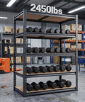 Beefy Heavy Duty Five Tier Metal Shelving Unit For Garage And Warehouse Storage Boltless Adjustable Rack 36 Inch Wide 16 Inch Deep 72 Inch High Black Supports Up To 2850 Pounds in warehouse