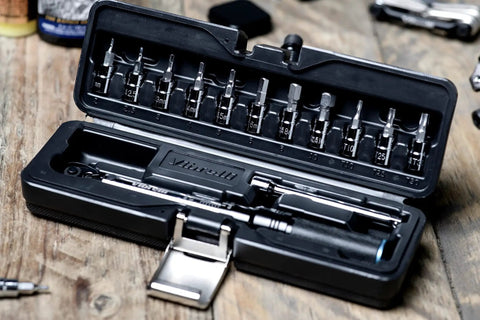 Dialed In Bike Torque Wrench Set For One Quarter Inch Drive With 2 To 20 Nm Range, 0.1 Nm Micro Adjust in black storage case