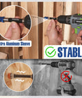 Drill Bit Extension Set Four Piece Magnetic Bit Holder with aluminum sleeve in use, emphasizing stability.
