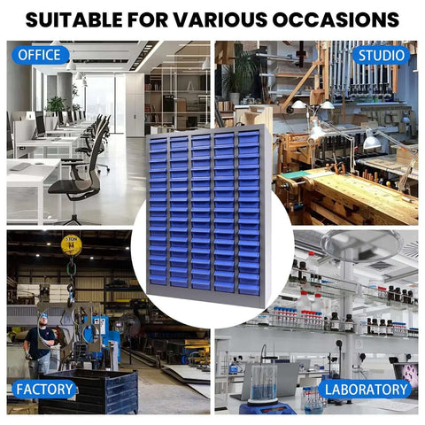 Heavy Duty 75 Drawer Parts Cabinet With 2mm Steel Frame And ABS Drawers With Labels And Dividers, Nut Bolt Screw Organizer for Workshop
