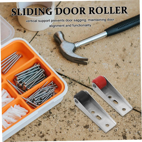 Hella Durable Heavy Duty Sliding Door Rollers And Silent Barn Door Caster Wheels With Vertical Support on a work surface with tools.